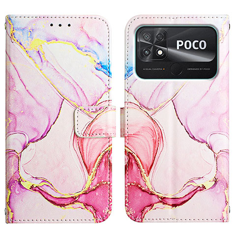 Coque Portefeuille Motif Fantaisie Livre Cuir Etui Clapet Y04B pour Xiaomi Poco C40 Rose