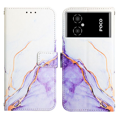 Coque Portefeuille Motif Fantaisie Livre Cuir Etui Clapet Y04B pour Xiaomi Poco M4 5G Violet