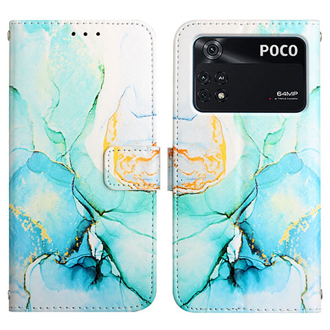 Coque Portefeuille Motif Fantaisie Livre Cuir Etui Clapet Y04B pour Xiaomi Poco M4 Pro 4G Vert