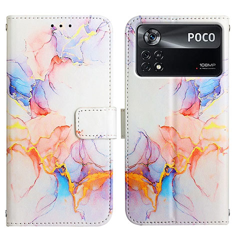 Coque Portefeuille Motif Fantaisie Livre Cuir Etui Clapet Y04B pour Xiaomi Poco X4 Pro 5G Bleu