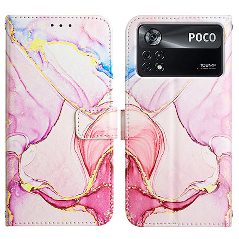 Coque Portefeuille Motif Fantaisie Livre Cuir Etui Clapet Y04B pour Xiaomi Poco X4 Pro 5G Rose