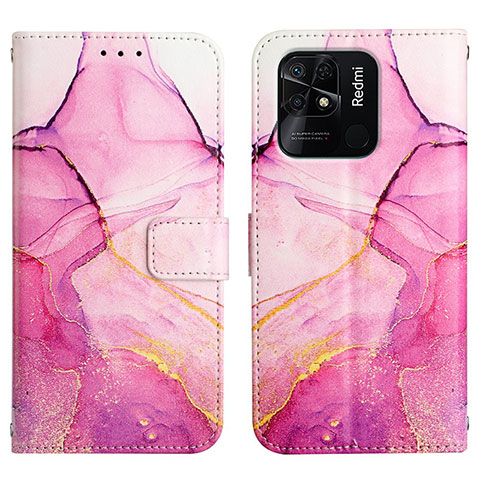 Coque Portefeuille Motif Fantaisie Livre Cuir Etui Clapet Y04B pour Xiaomi Redmi 10 India Rose Rouge