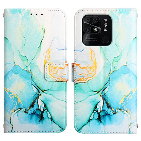 Coque Portefeuille Motif Fantaisie Livre Cuir Etui Clapet Y04B pour Xiaomi Redmi 10 Power Vert