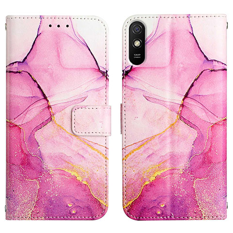 Coque Portefeuille Motif Fantaisie Livre Cuir Etui Clapet Y04B pour Xiaomi Redmi 9AT Rose Rouge