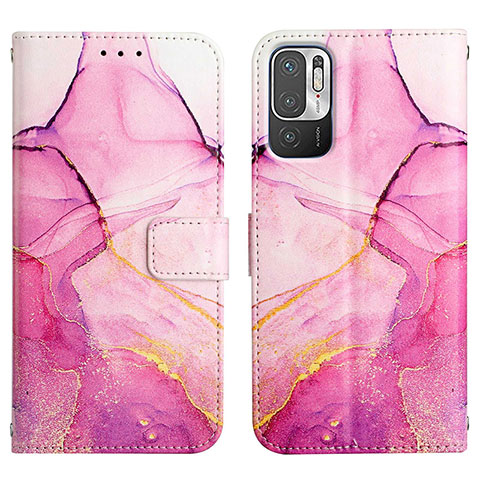 Coque Portefeuille Motif Fantaisie Livre Cuir Etui Clapet Y04B pour Xiaomi Redmi Note 10 5G Rose Rouge