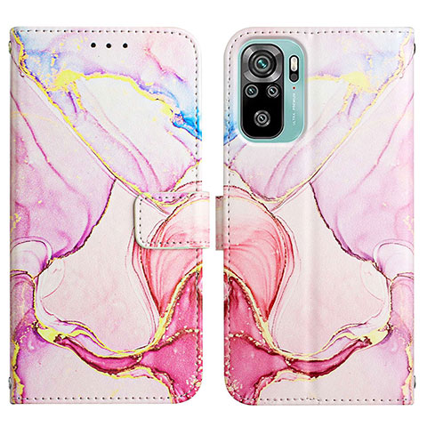 Coque Portefeuille Motif Fantaisie Livre Cuir Etui Clapet Y04B pour Xiaomi Redmi Note 10S 4G Rose