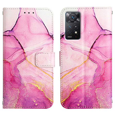 Coque Portefeuille Motif Fantaisie Livre Cuir Etui Clapet Y04B pour Xiaomi Redmi Note 11 Pro 4G Rose Rouge