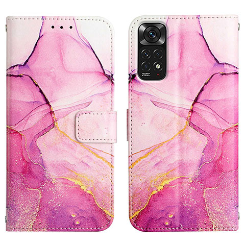 Coque Portefeuille Motif Fantaisie Livre Cuir Etui Clapet Y04B pour Xiaomi Redmi Note 11S 4G Rose Rouge