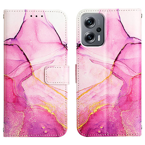 Coque Portefeuille Motif Fantaisie Livre Cuir Etui Clapet Y04B pour Xiaomi Redmi Note 12T Pro 5G Rose Rouge