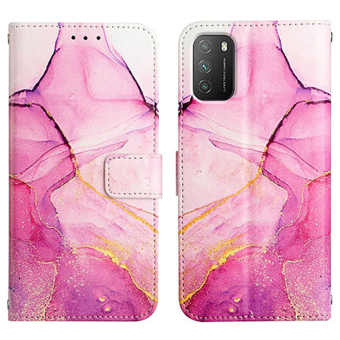 Coque Portefeuille Motif Fantaisie Livre Cuir Etui Clapet Y04B pour Xiaomi Redmi Note 9 4G Rose Rouge