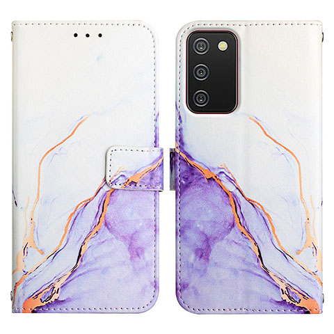 Coque Portefeuille Motif Fantaisie Livre Cuir Etui Clapet Y05B pour Samsung Galaxy A03s Violet Clair