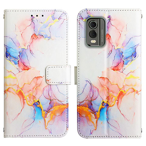 Coque Portefeuille Motif Fantaisie Livre Cuir Etui Clapet YB1 pour Nokia C32 Bleu