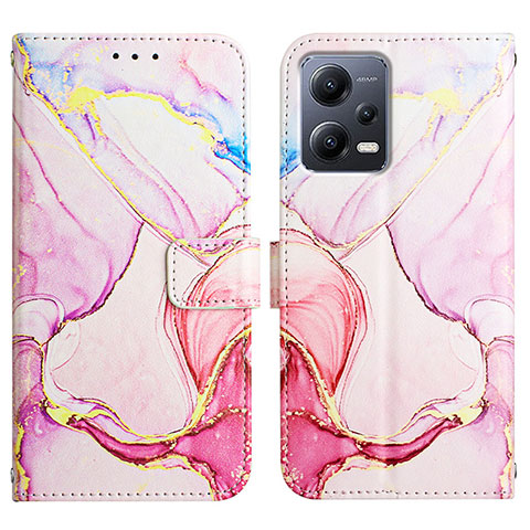 Coque Portefeuille Motif Fantaisie Livre Cuir Etui Clapet YB1 pour Xiaomi Poco X5 5G Rose