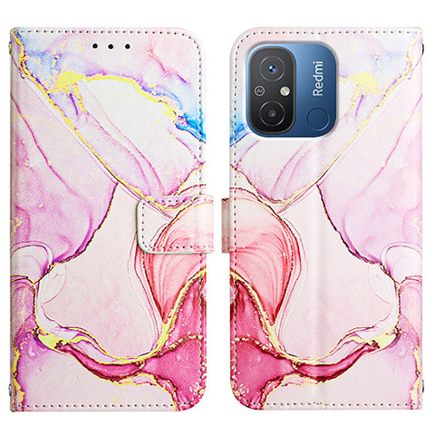 Coque Portefeuille Motif Fantaisie Livre Cuir Etui Clapet YB1 pour Xiaomi Redmi 11A 4G Rose