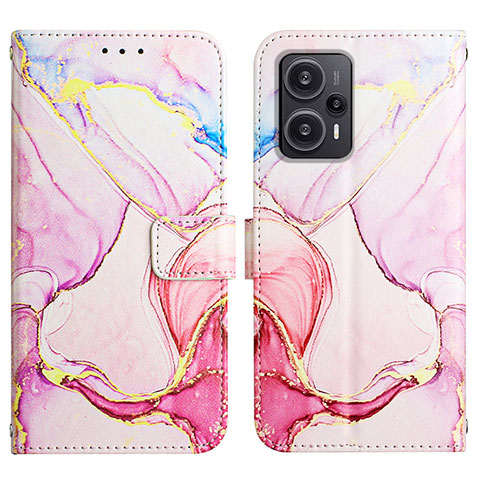 Coque Portefeuille Motif Fantaisie Livre Cuir Etui Clapet YB1 pour Xiaomi Redmi Note 12 Turbo 5G Rose