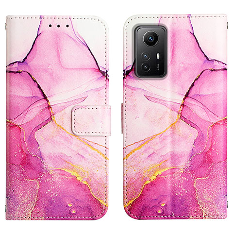 Coque Portefeuille Motif Fantaisie Livre Cuir Etui Clapet YB1 pour Xiaomi Redmi Note 12S Rose Rouge