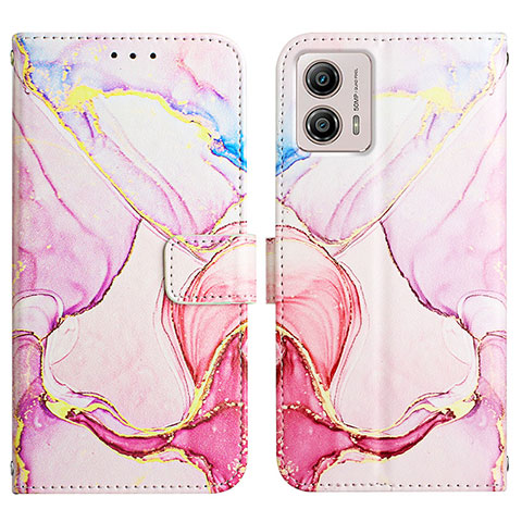 Coque Portefeuille Motif Fantaisie Livre Cuir Etui Clapet YB4 pour Motorola Moto G53 5G Rose