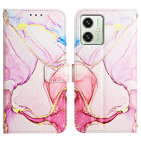 Coque Portefeuille Motif Fantaisie Livre Cuir Etui Clapet YB4 pour Motorola Moto G54 5G Rose