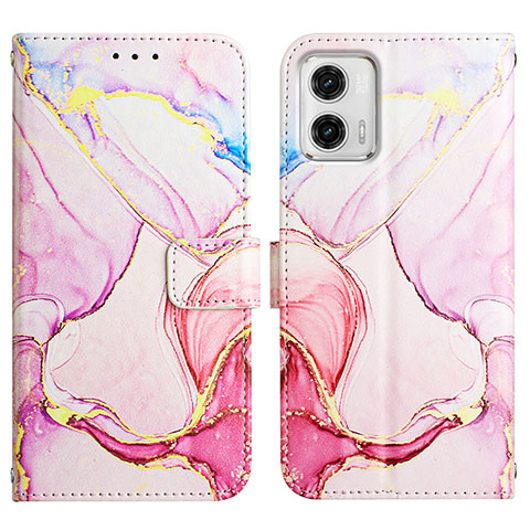 Coque Portefeuille Motif Fantaisie Livre Cuir Etui Clapet YB4 pour Motorola Moto G73 5G Rose