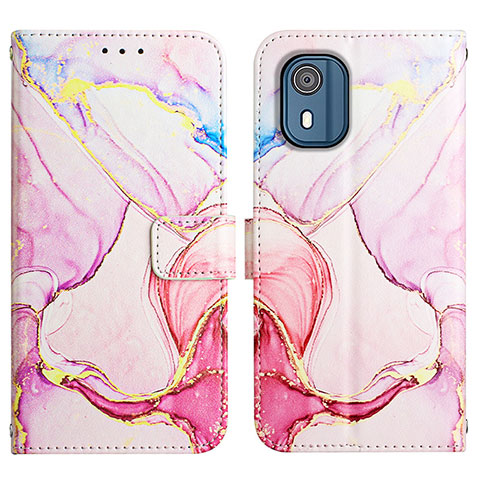 Coque Portefeuille Motif Fantaisie Livre Cuir Etui Clapet YB4 pour Nokia C02 Rose