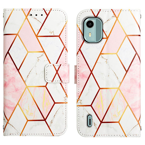 Coque Portefeuille Motif Fantaisie Livre Cuir Etui Clapet YB4 pour Nokia C12 Pro Blanc