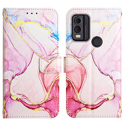 Coque Portefeuille Motif Fantaisie Livre Cuir Etui Clapet YB4 pour Nokia C22 Rose