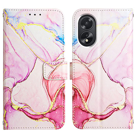 Coque Portefeuille Motif Fantaisie Livre Cuir Etui Clapet YB4 pour Oppo A38 Rose