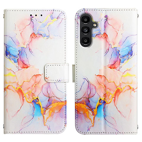 Coque Portefeuille Motif Fantaisie Livre Cuir Etui Clapet YB4 pour Samsung Galaxy A24 4G Bleu