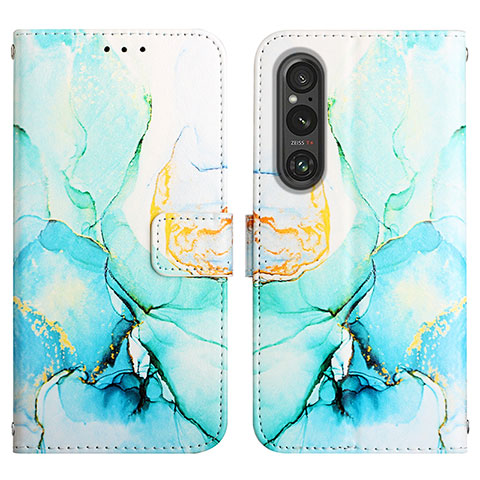 Coque Portefeuille Motif Fantaisie Livre Cuir Etui Clapet YB4 pour Sony Xperia 1 V Vert