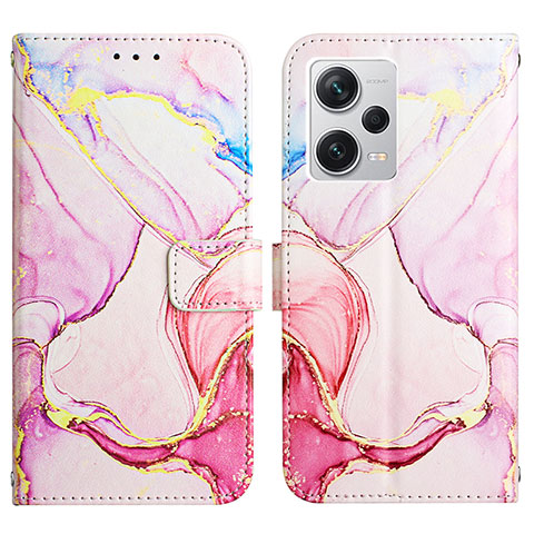 Coque Portefeuille Motif Fantaisie Livre Cuir Etui Clapet YB4 pour Xiaomi Redmi Note 12 Explorer Rose