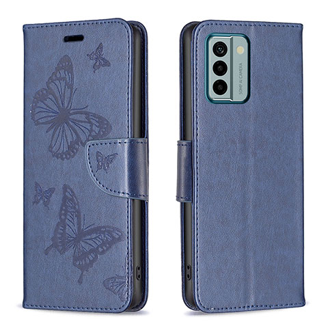 Coque Portefeuille Papillon Livre Cuir Etui Clapet B01F pour Nokia G22 Bleu