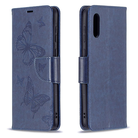 Coque Portefeuille Papillon Livre Cuir Etui Clapet B01F pour Samsung Galaxy A02 Bleu