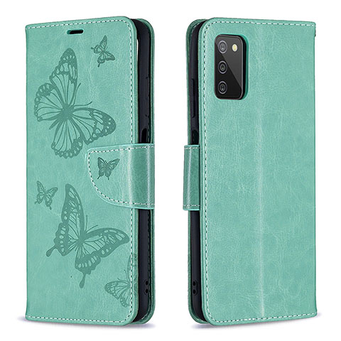 Coque Portefeuille Papillon Livre Cuir Etui Clapet B01F pour Samsung Galaxy A02s Vert