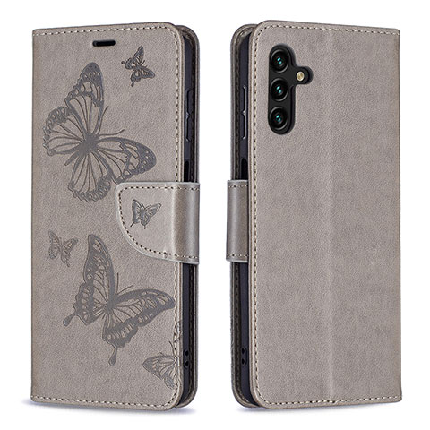 Coque Portefeuille Papillon Livre Cuir Etui Clapet B01F pour Samsung Galaxy A04s Gris