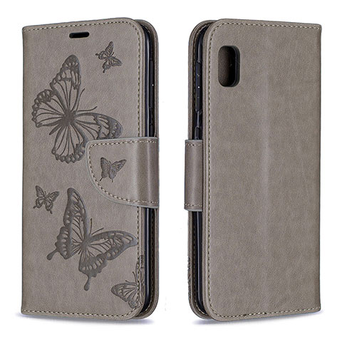 Coque Portefeuille Papillon Livre Cuir Etui Clapet B01F pour Samsung Galaxy A10e Gris