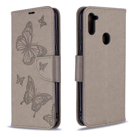 Coque Portefeuille Papillon Livre Cuir Etui Clapet B01F pour Samsung Galaxy A11 Gris