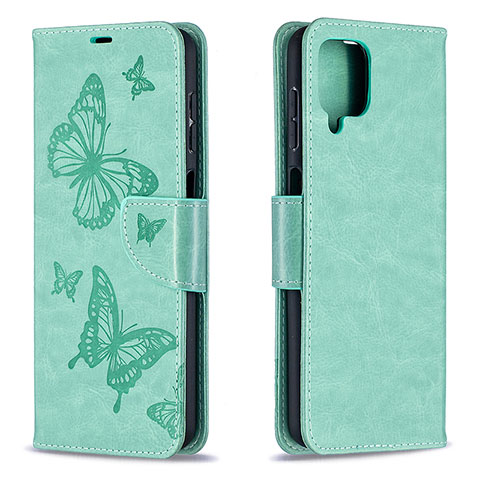 Coque Portefeuille Papillon Livre Cuir Etui Clapet B01F pour Samsung Galaxy A12 5G Vert