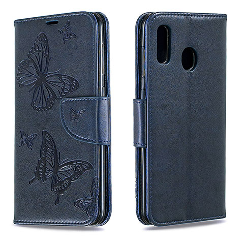 Coque Portefeuille Papillon Livre Cuir Etui Clapet B01F pour Samsung Galaxy A20 Bleu