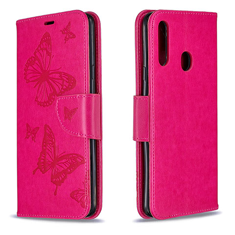 Coque Portefeuille Papillon Livre Cuir Etui Clapet B01F pour Samsung Galaxy A20s Rose Rouge