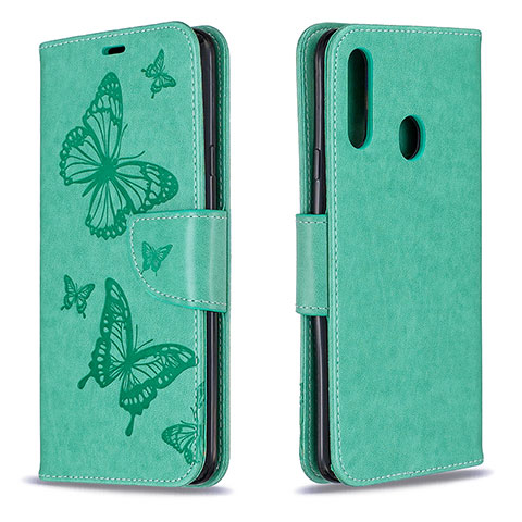 Coque Portefeuille Papillon Livre Cuir Etui Clapet B01F pour Samsung Galaxy A20s Vert