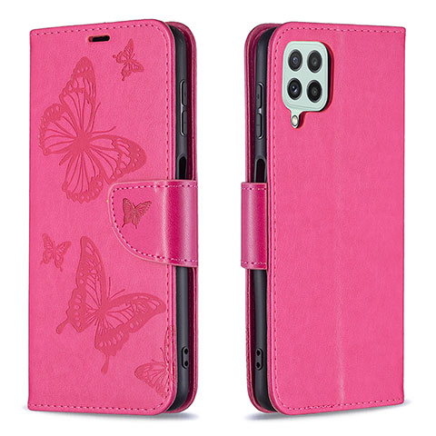 Coque Portefeuille Papillon Livre Cuir Etui Clapet B01F pour Samsung Galaxy A22 4G Rose Rouge