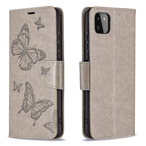 Coque Portefeuille Papillon Livre Cuir Etui Clapet B01F pour Samsung Galaxy A22s 5G Gris