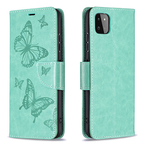 Coque Portefeuille Papillon Livre Cuir Etui Clapet B01F pour Samsung Galaxy A22s 5G Vert