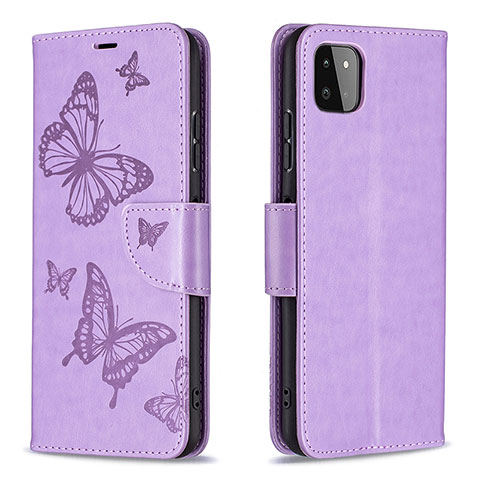 Coque Portefeuille Papillon Livre Cuir Etui Clapet B01F pour Samsung Galaxy A22s 5G Violet Clair