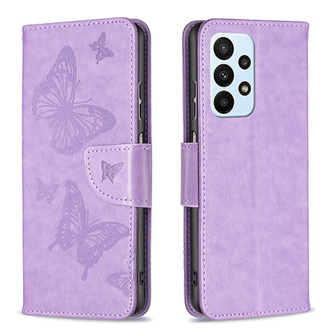 Coque Portefeuille Papillon Livre Cuir Etui Clapet B01F pour Samsung Galaxy A23 4G Violet Clair