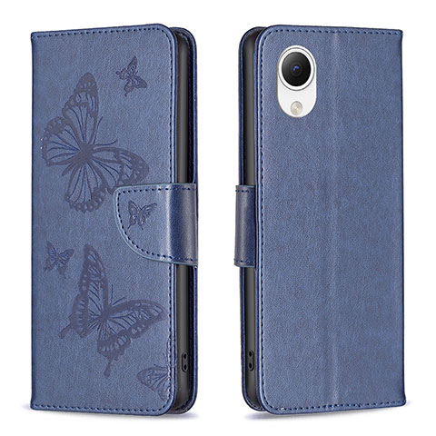 Coque Portefeuille Papillon Livre Cuir Etui Clapet B01F pour Samsung Galaxy A23 5G SC-56C Bleu