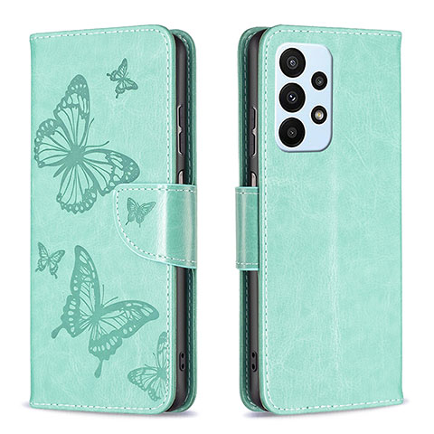 Coque Portefeuille Papillon Livre Cuir Etui Clapet B01F pour Samsung Galaxy A23 5G Vert