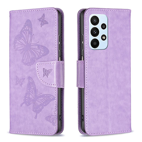 Coque Portefeuille Papillon Livre Cuir Etui Clapet B01F pour Samsung Galaxy A23 5G Violet Clair