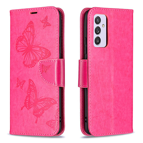 Coque Portefeuille Papillon Livre Cuir Etui Clapet B01F pour Samsung Galaxy A24 4G Rose Rouge