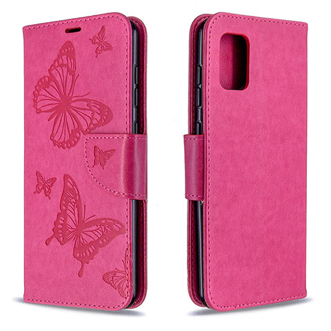 Coque Portefeuille Papillon Livre Cuir Etui Clapet B01F pour Samsung Galaxy A31 Rose Rouge